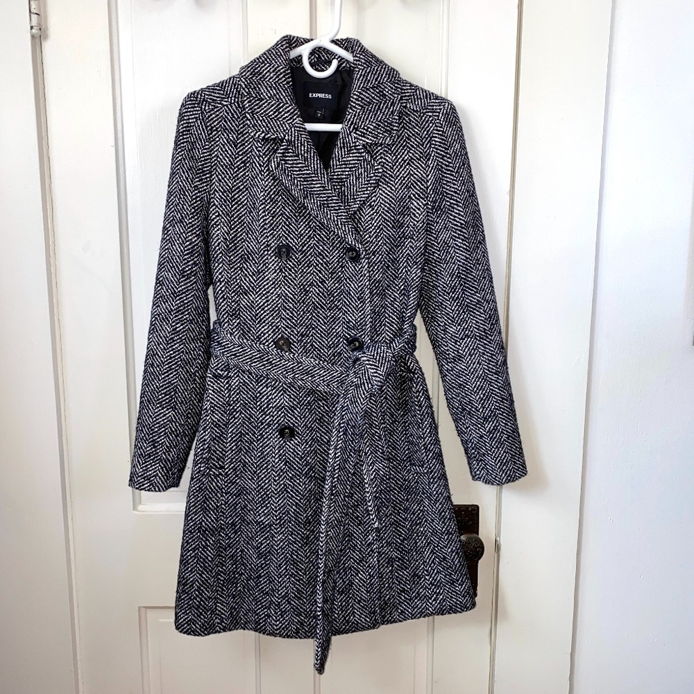 Express Tweed Double Breasted Peacoat